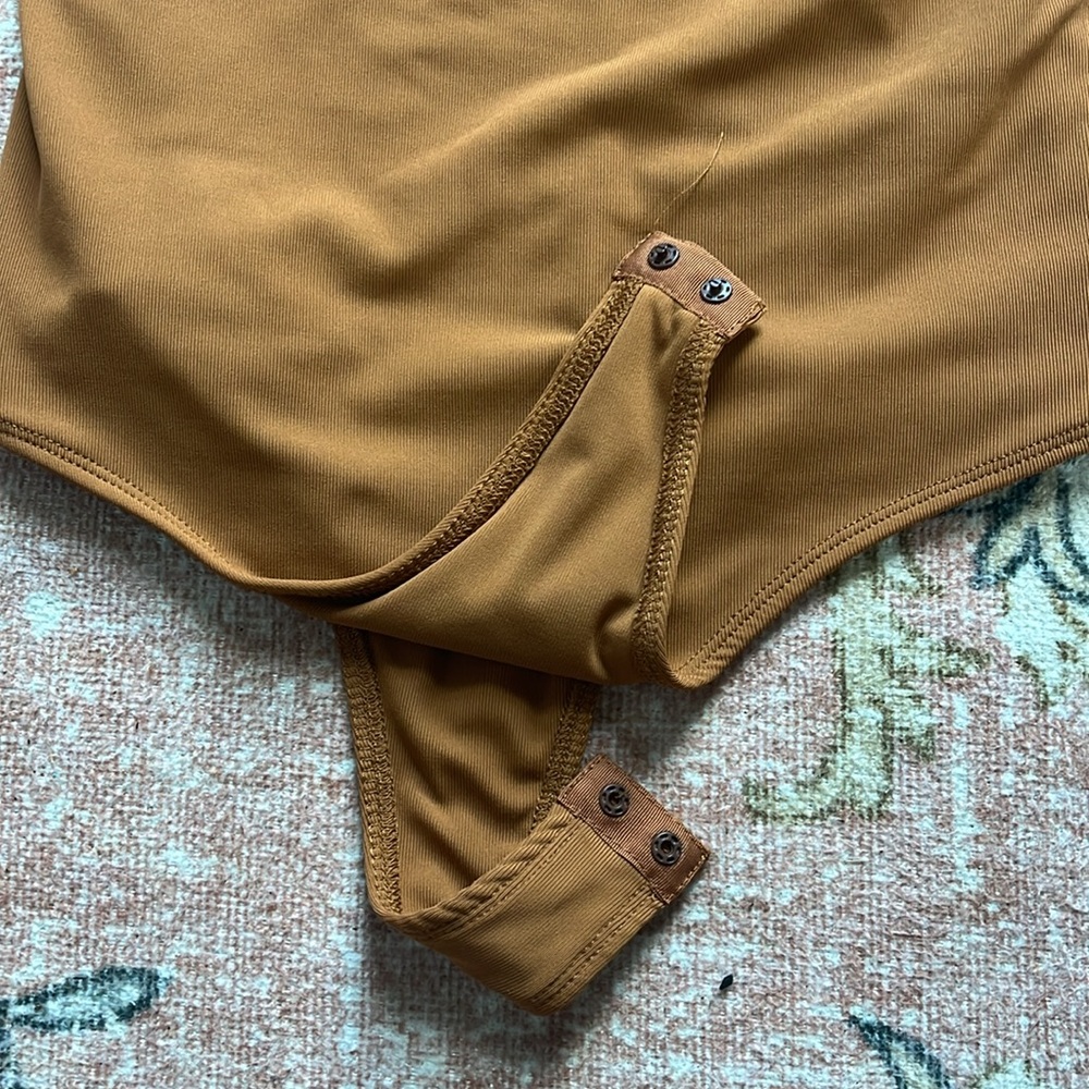 Rust / Brown Ribbed Tank Bodysuit - Picture 4 of 4